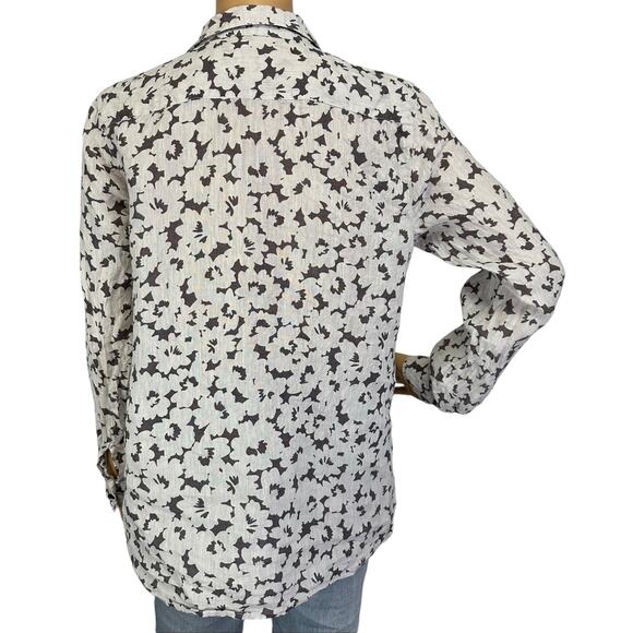 2/$30 J. Jill Love Linen Pure LInen Shirt Granite Daisy Gray Petite Size SP - Picture 5 of 8